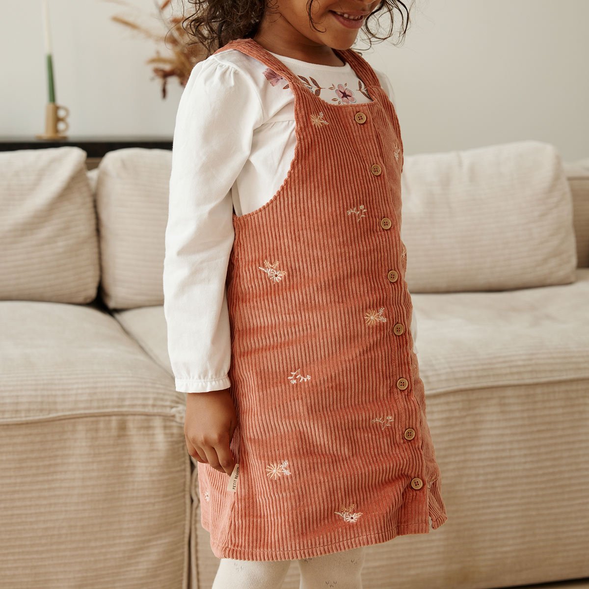 Robe bébé en velours côtelé Ollie terracotta, PETIT BEGUIN