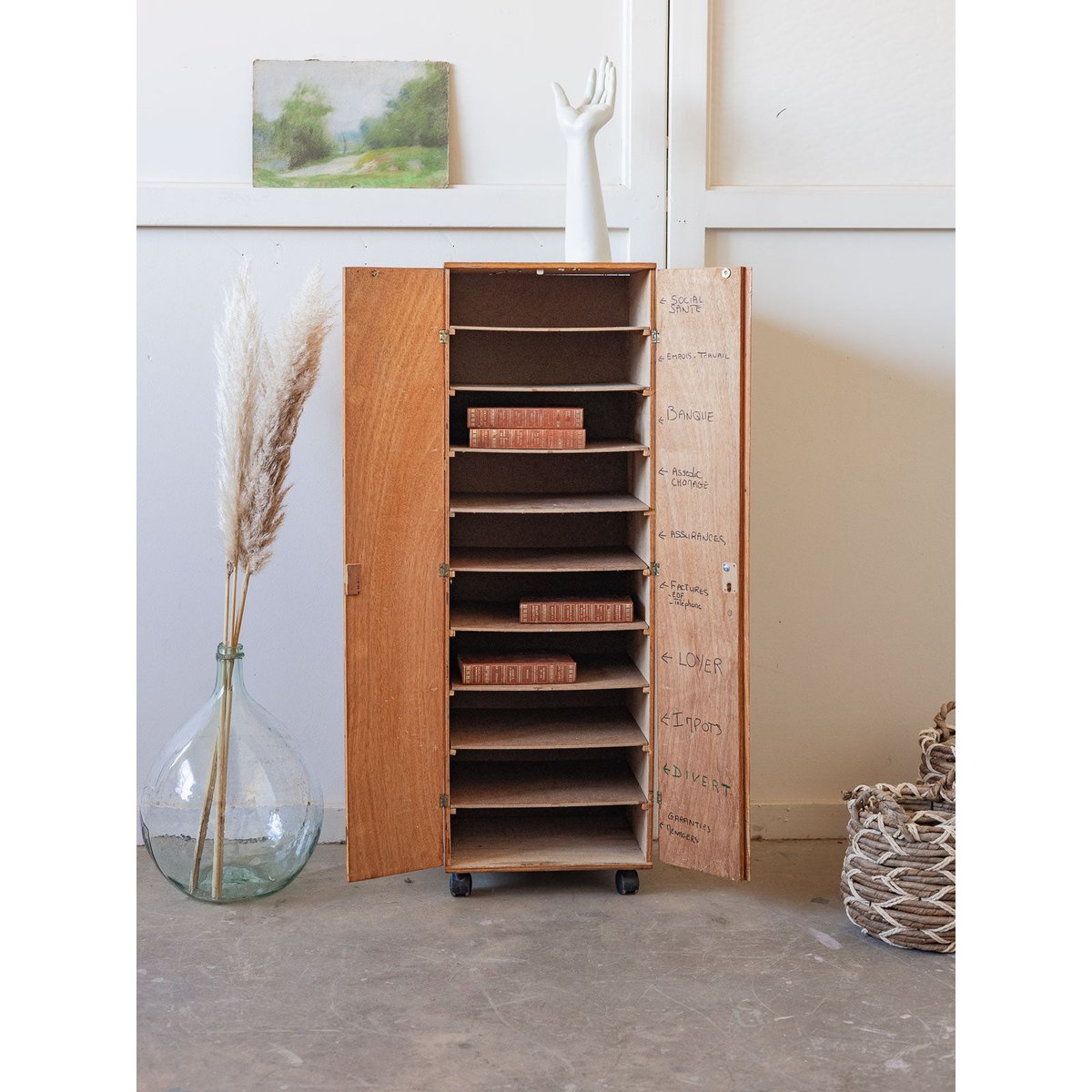 Armoire de bureau Blandine N°509 - Bon état bois clair, DEBONGOUT