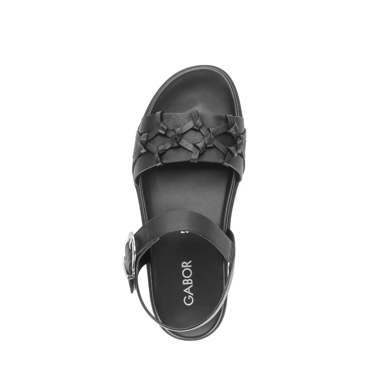Sandales en cuir à talon compensé noir, GABOR