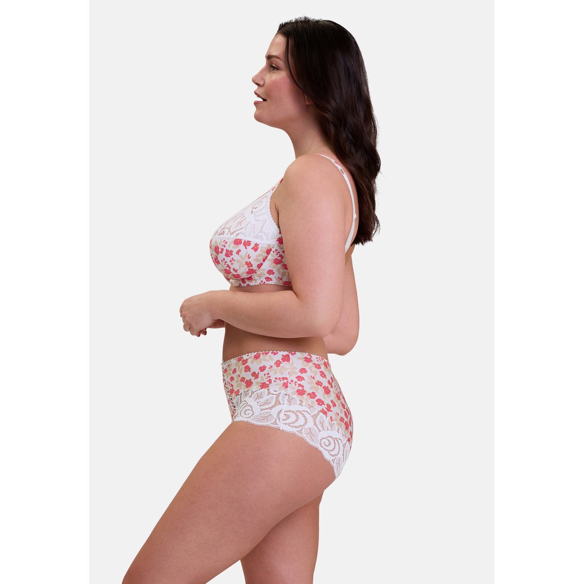 Shorty en microfibre imprimée Amélie Print imprimé floral blanc et rouge, SANS COMPLEXE