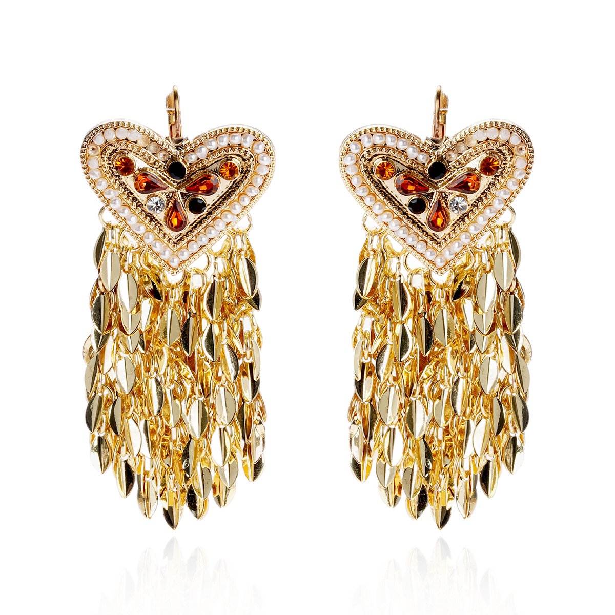 Boucles d'oreilles cœur avec chaînes TAZINA doré, HIPANEMA
