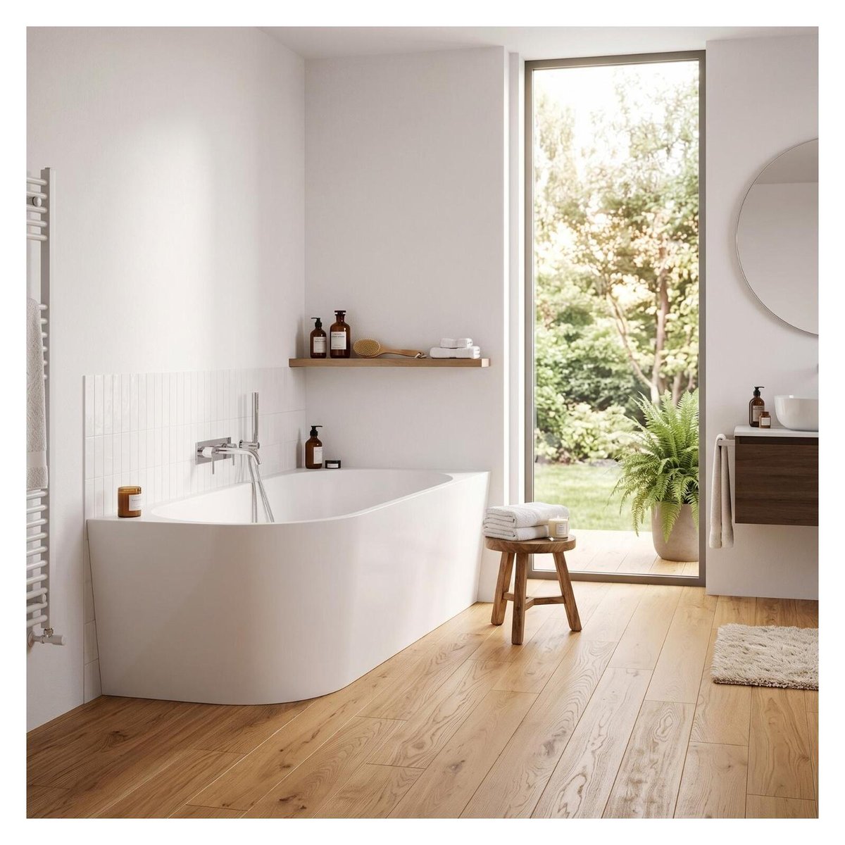 Baignoire semi-îlot blanche 170cm en acrylique Lucite® MILO blanc, MOB IN