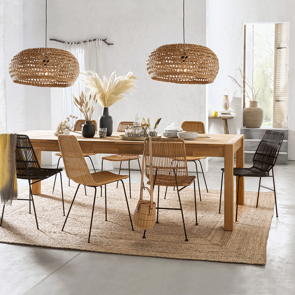 Table à manger, extensible, en chêne, pour 6 à 12 couverts, ADELITA chêne, LA REDOUTE INTERIEURS