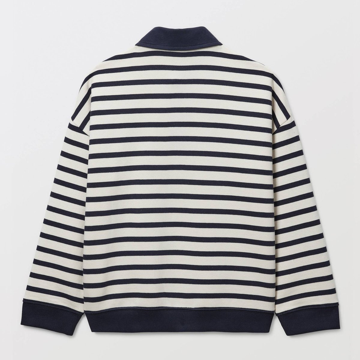 Sweat col polo rayé en coton BIO GOTS marine, MONOPRIX