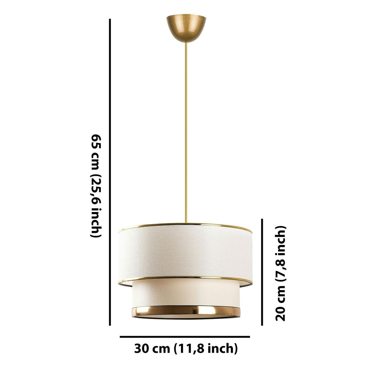 Suspension moderne - abat-jour en tissu ZURICH crème / or, PIER IMPORT