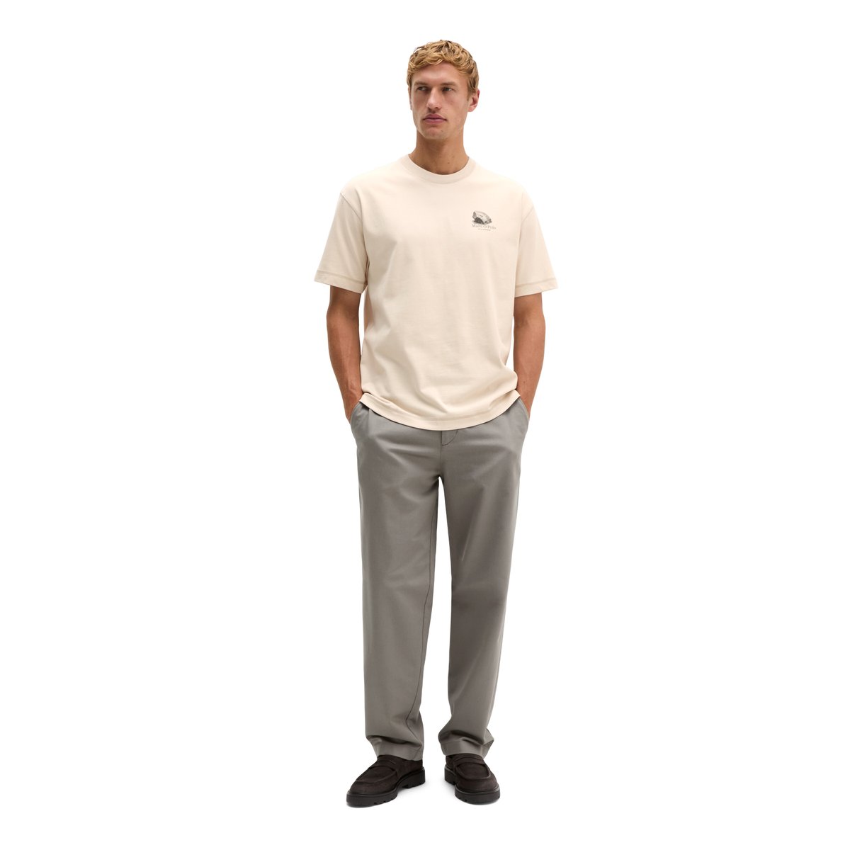 T-shirt surdimensionné avec un grand imprimé au dos beige, MARC O'POLO