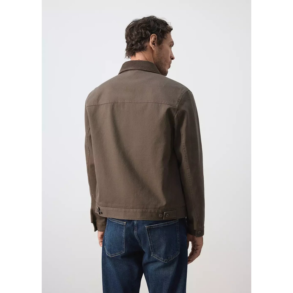 Veste en jean col velours côtelé marron, MANGO MAN