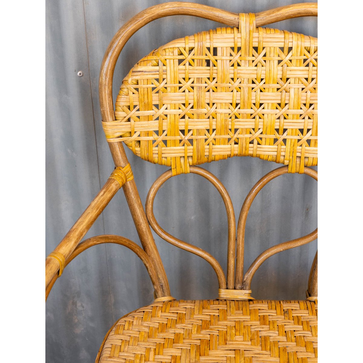 Banquette en rotin Martine N°61 - Bon état bois clair, DEBONGOUT