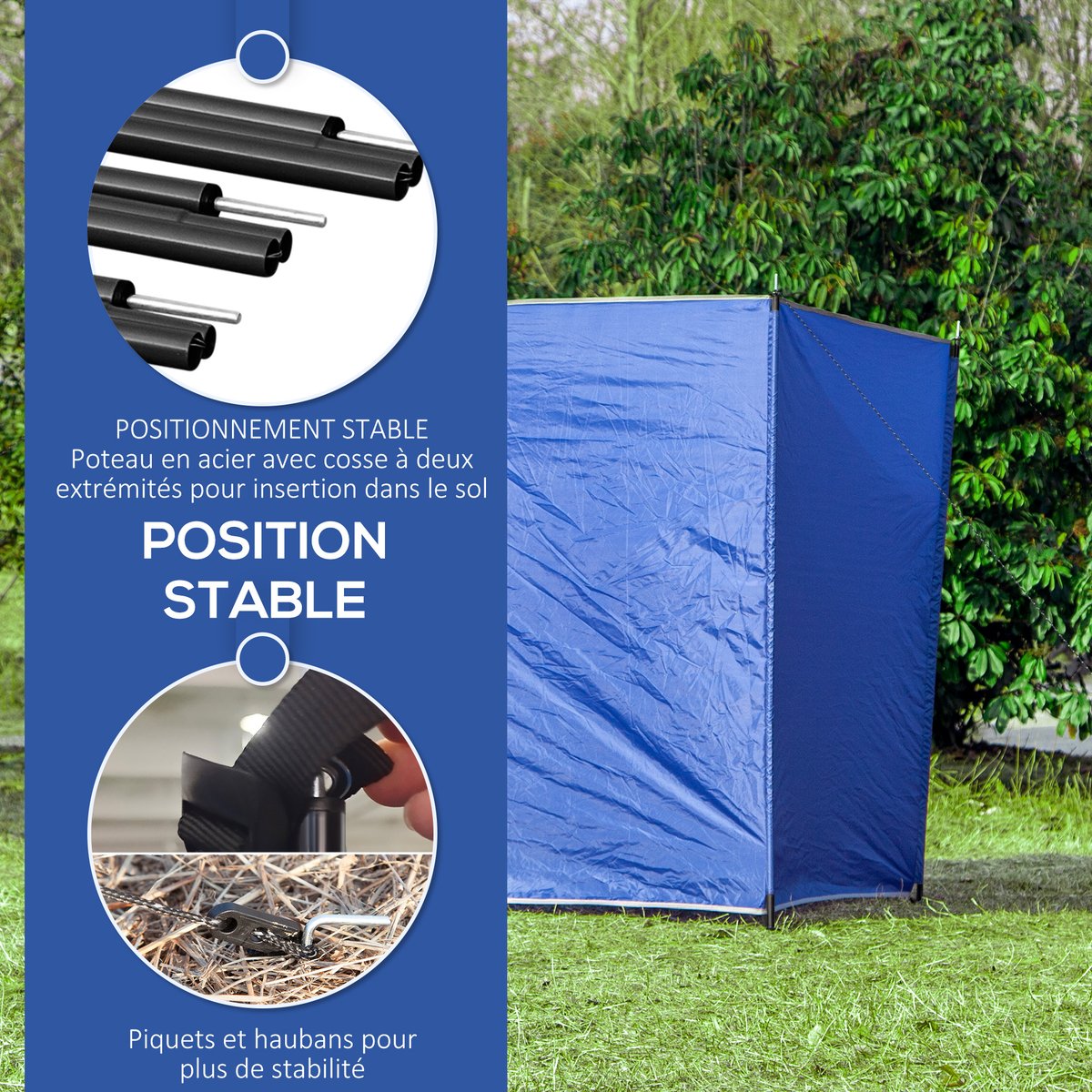 Brise-vent de camping Polyester Bleu bleu, OUTSUNNY
