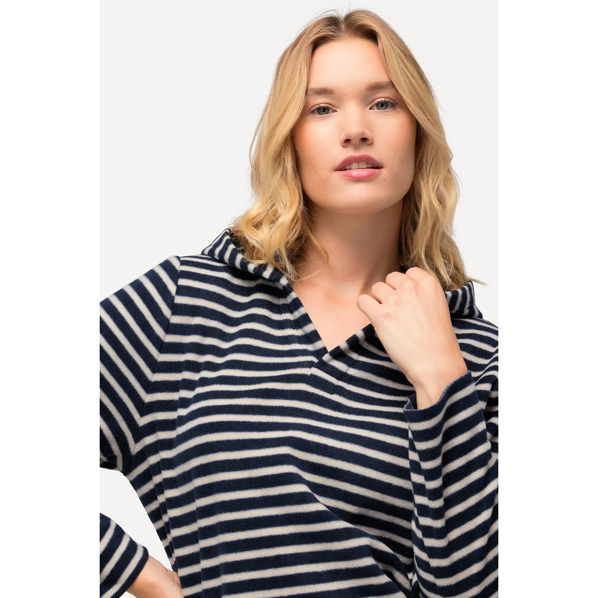 Robe en molleton à rayures marine, ULLA POPKEN