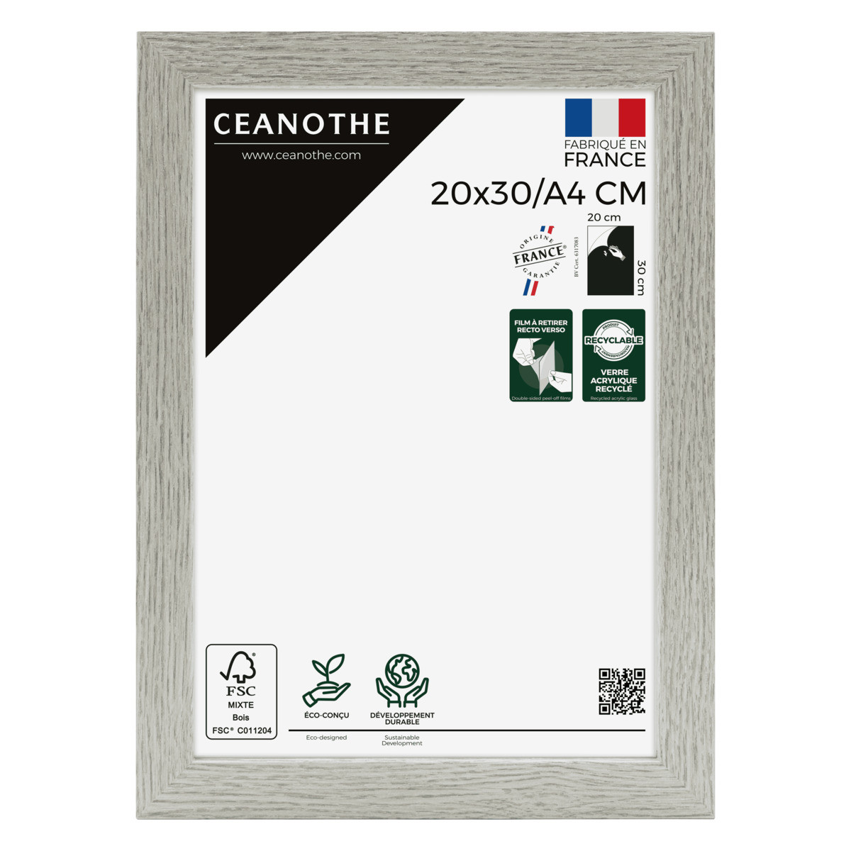 Cadre Photo En Bois Reconstitué Fsc AUSTRALE gris clair, CEANOTHE