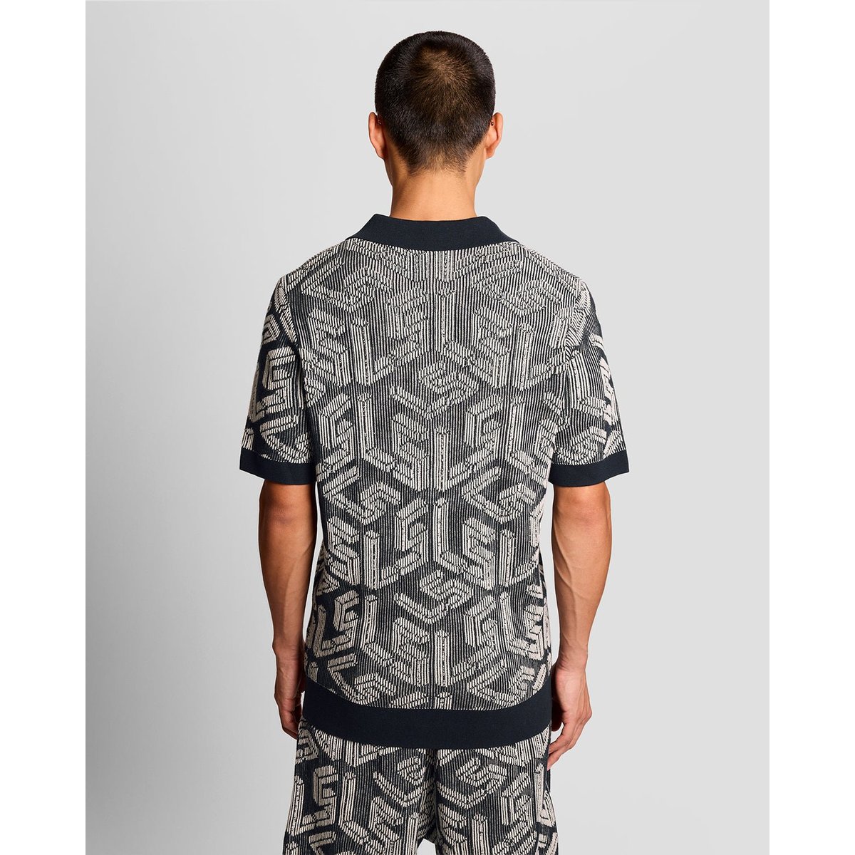 Polo emblème côtelé en maille bleu foncé marine/ crique, LYLE & SCOTT