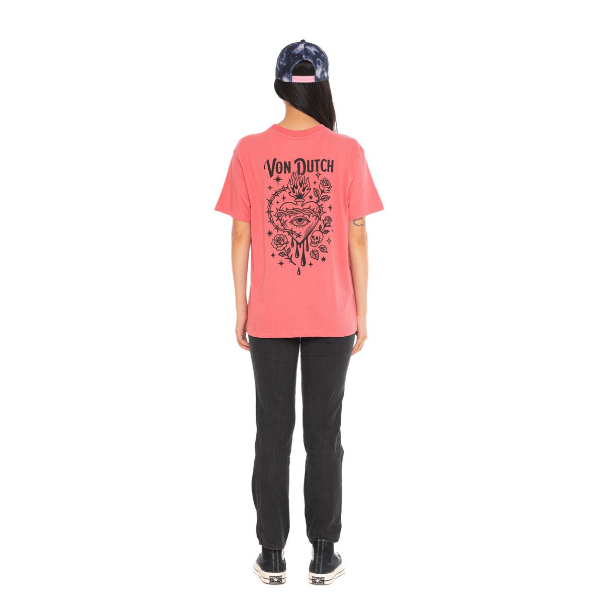 Tee shirt coton HEART rose/noir, VON DUTCH