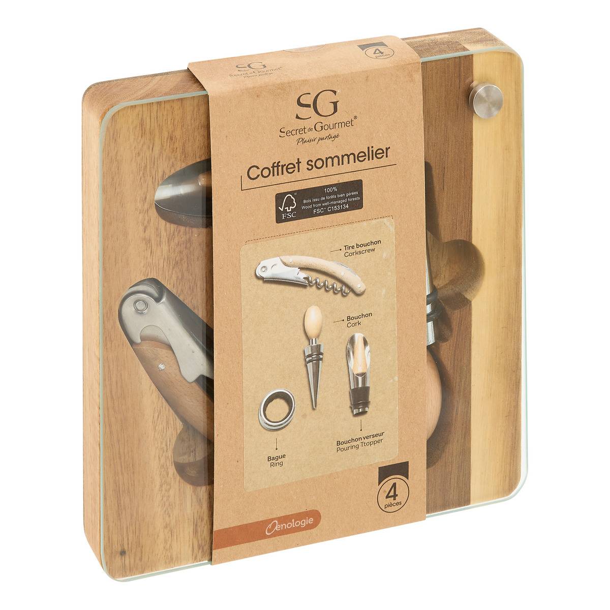 Coffret sommelier 4 portes JULES marron, ATMOSPHERA