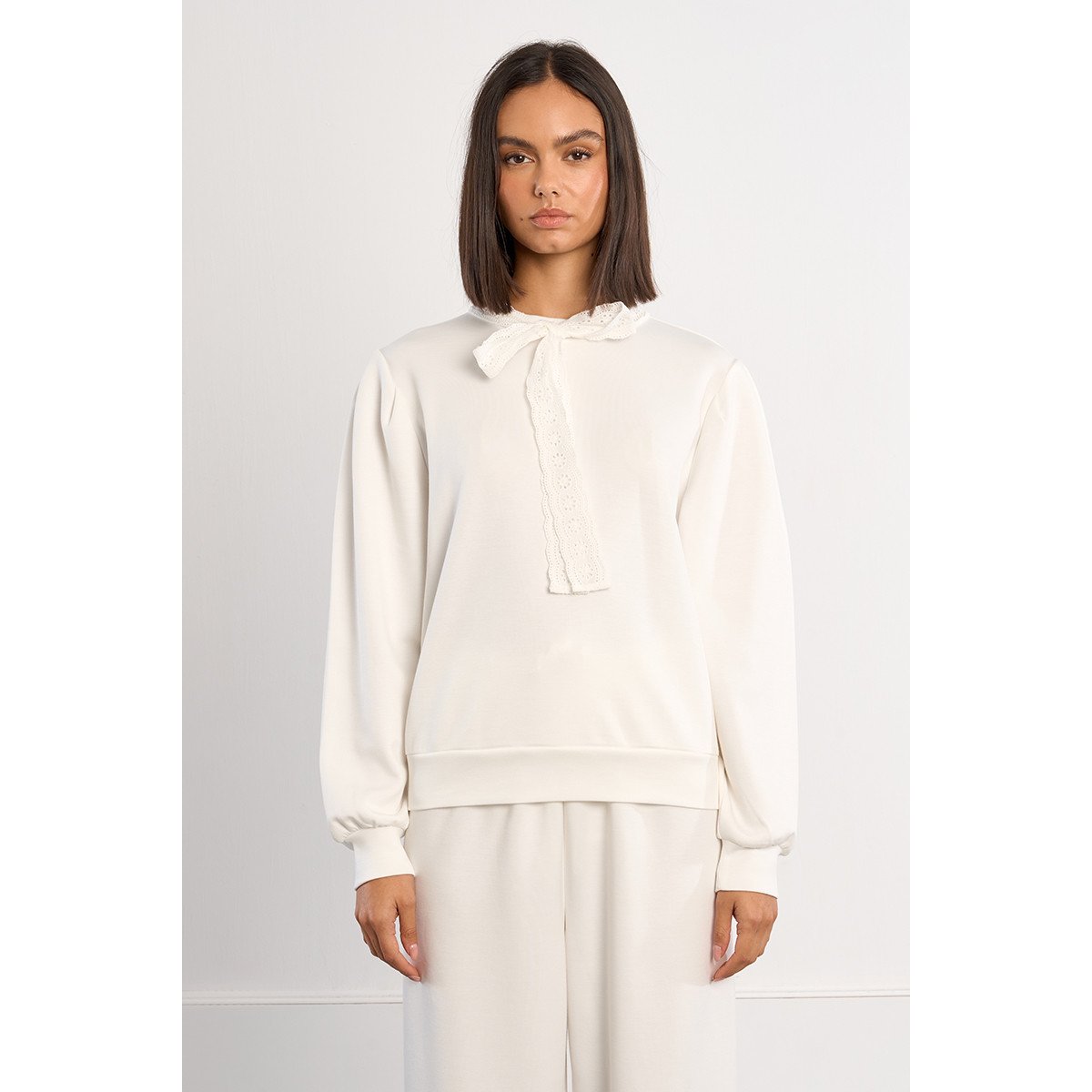 Sweat-shirt décontracté avec col nouable offwhite, LILI SIDONIO