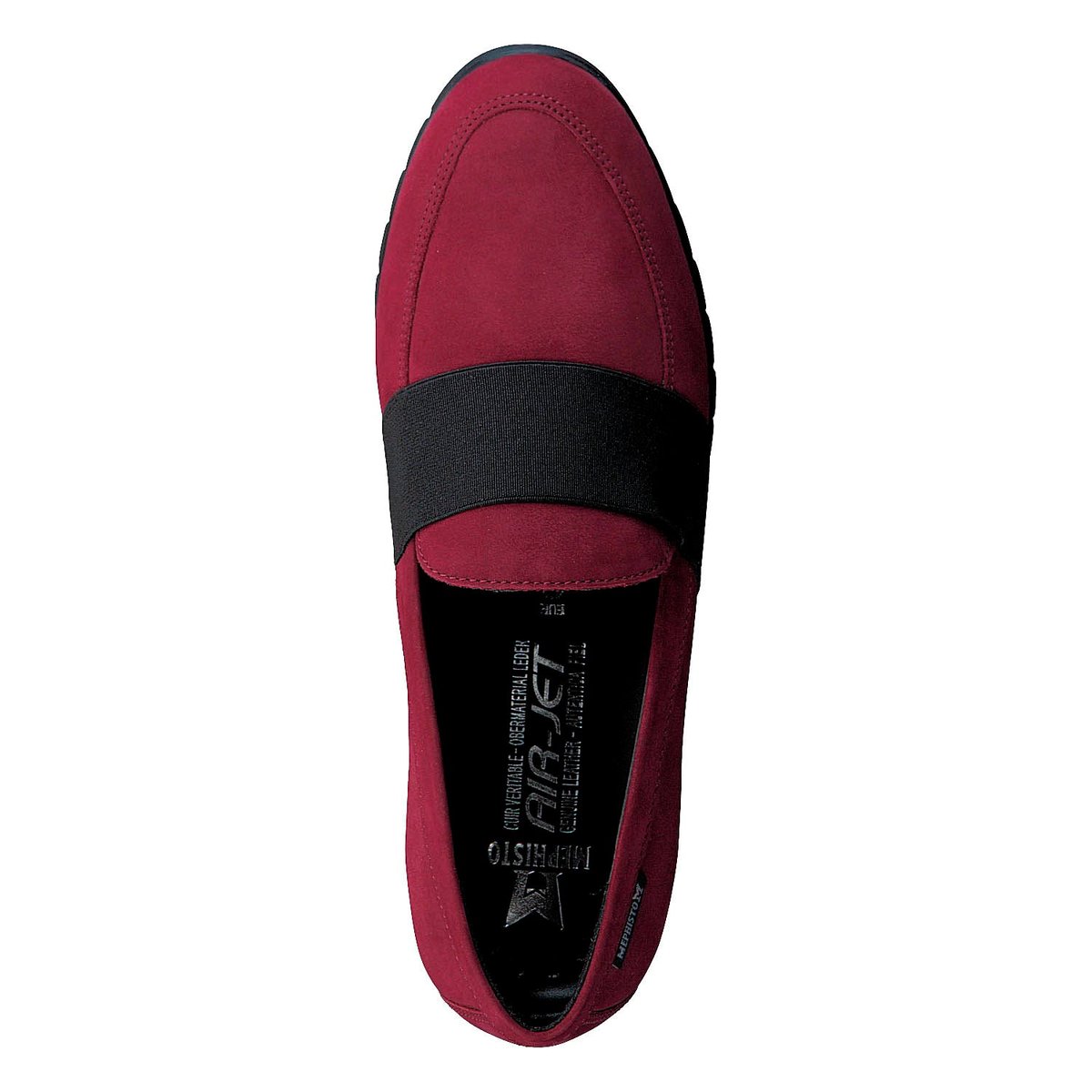 Mocassins en cuir nubuck LORIANE rouge 5128, MEPHISTO