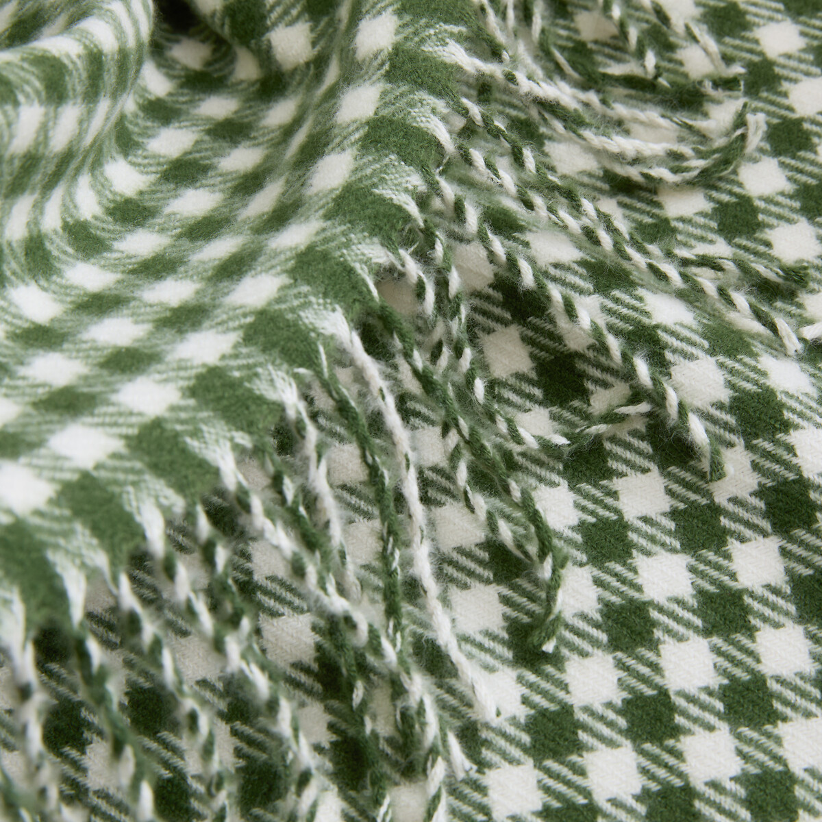 Plaid imprimé petits carreaux, finition frangée, ONESSA vichy vert, LA REDOUTE INTERIEURS