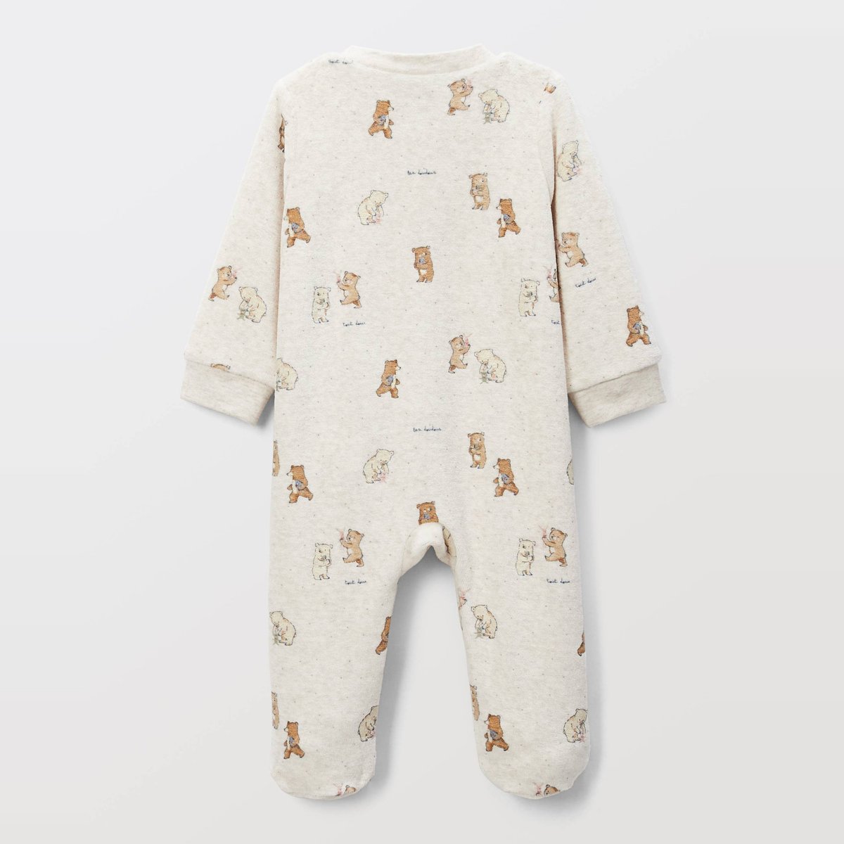 Dors-bien zippé en velours en coton BIO GOTS ecru melange, BOUT'CHOU
