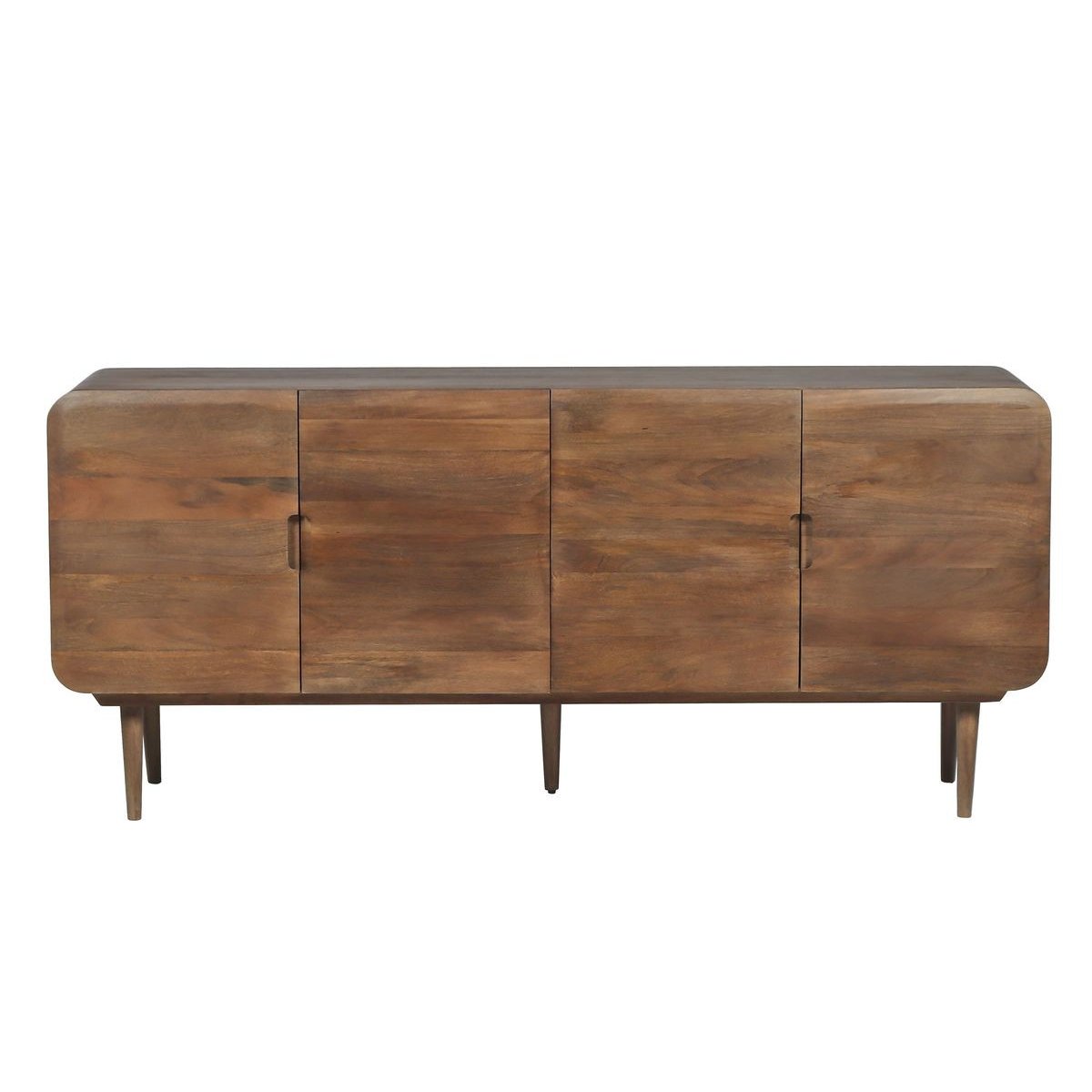 Buffet bas en bois massif 4 portes 180 cm, BRUNE marron foncé, BOBOCHIC