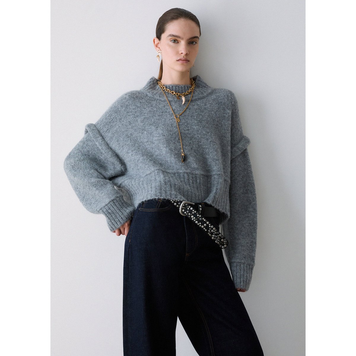Maille en laine et alpaga gris chiné, LIU JO