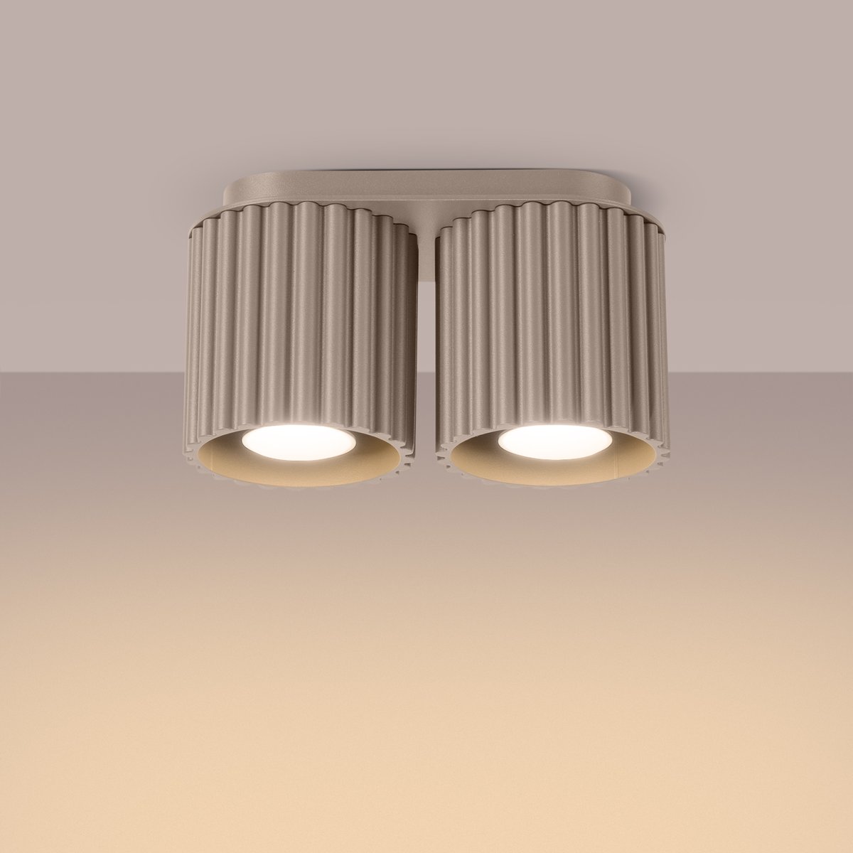 Plafonnier Aluminium Taupe GU10 2 Aura marron, EDEN