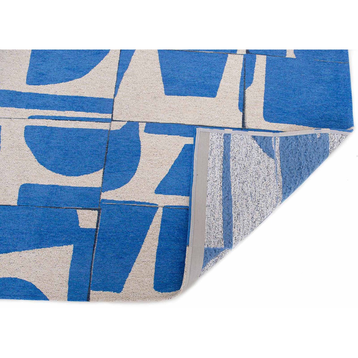 Tapis de salon et chambre tissé plat SCRATCH bleu, NOVATREND