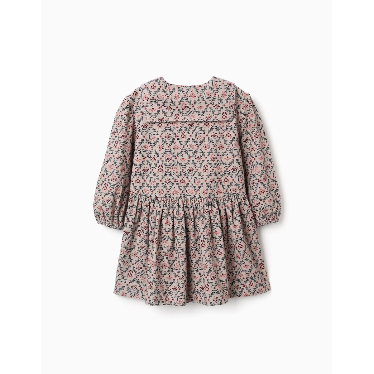 Robe en velours côtelé à manches longues avec motif floral beige clair, ZIPPY