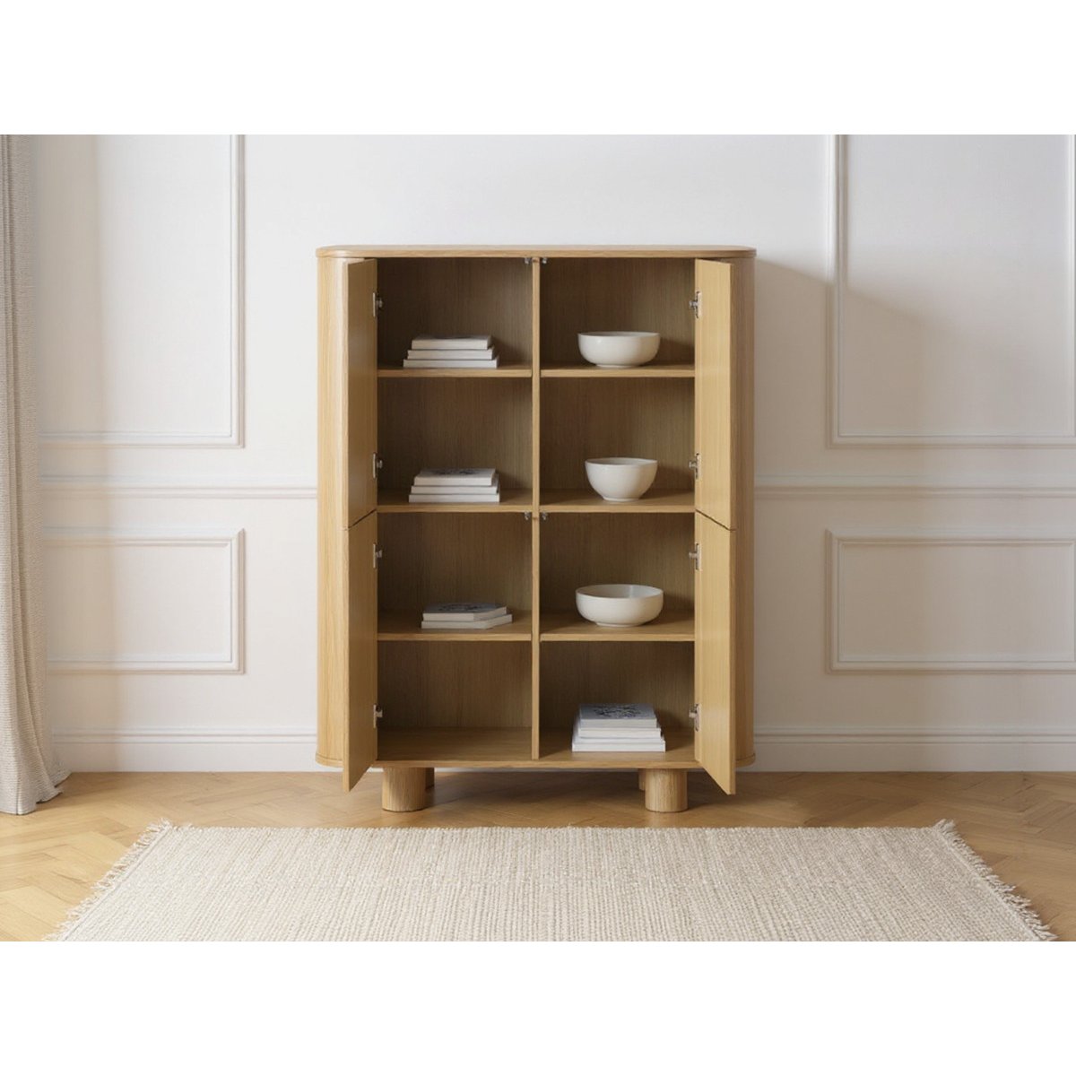Buffet  en placage  portes 100 cm, MALO marron clair, BOBOCHIC