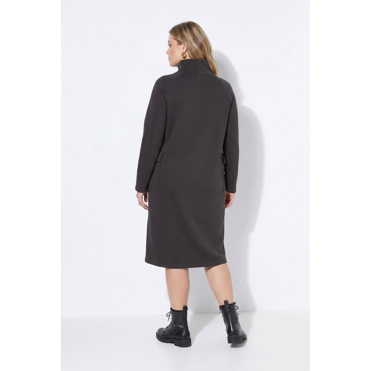 Robe midi en molleton, poches noir marron, ULLA POPKEN