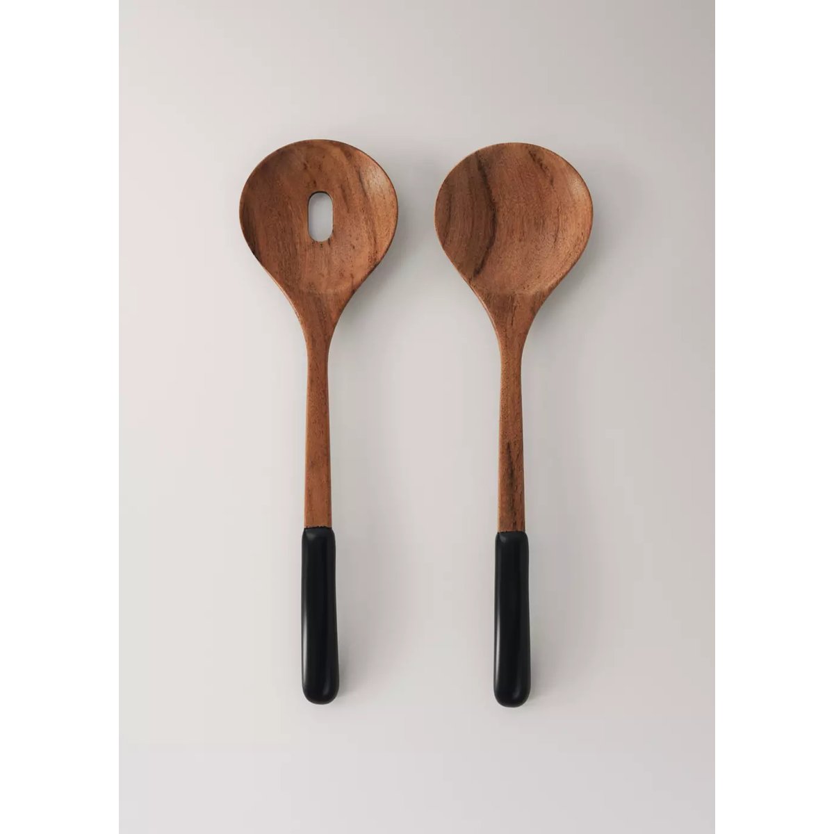 Set de couverts à salade en bois avec détail noir marron, MANGO HOME