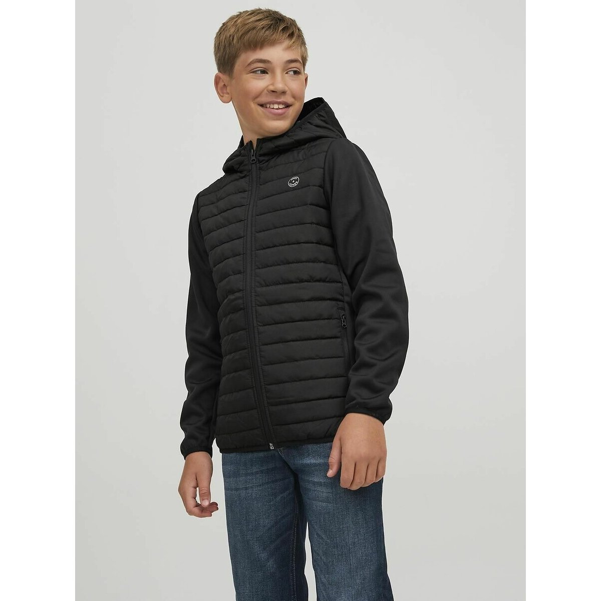 Blouson à capuche noir, JACK & JONES JUNIOR
