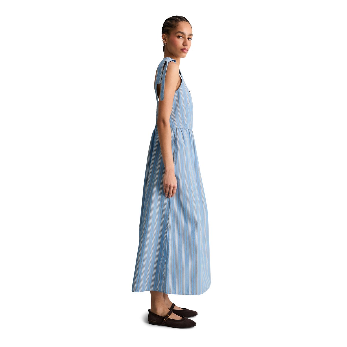 Robe à rayures en forme en popeline Papertouch bleu, MARC O’POLO DENIM