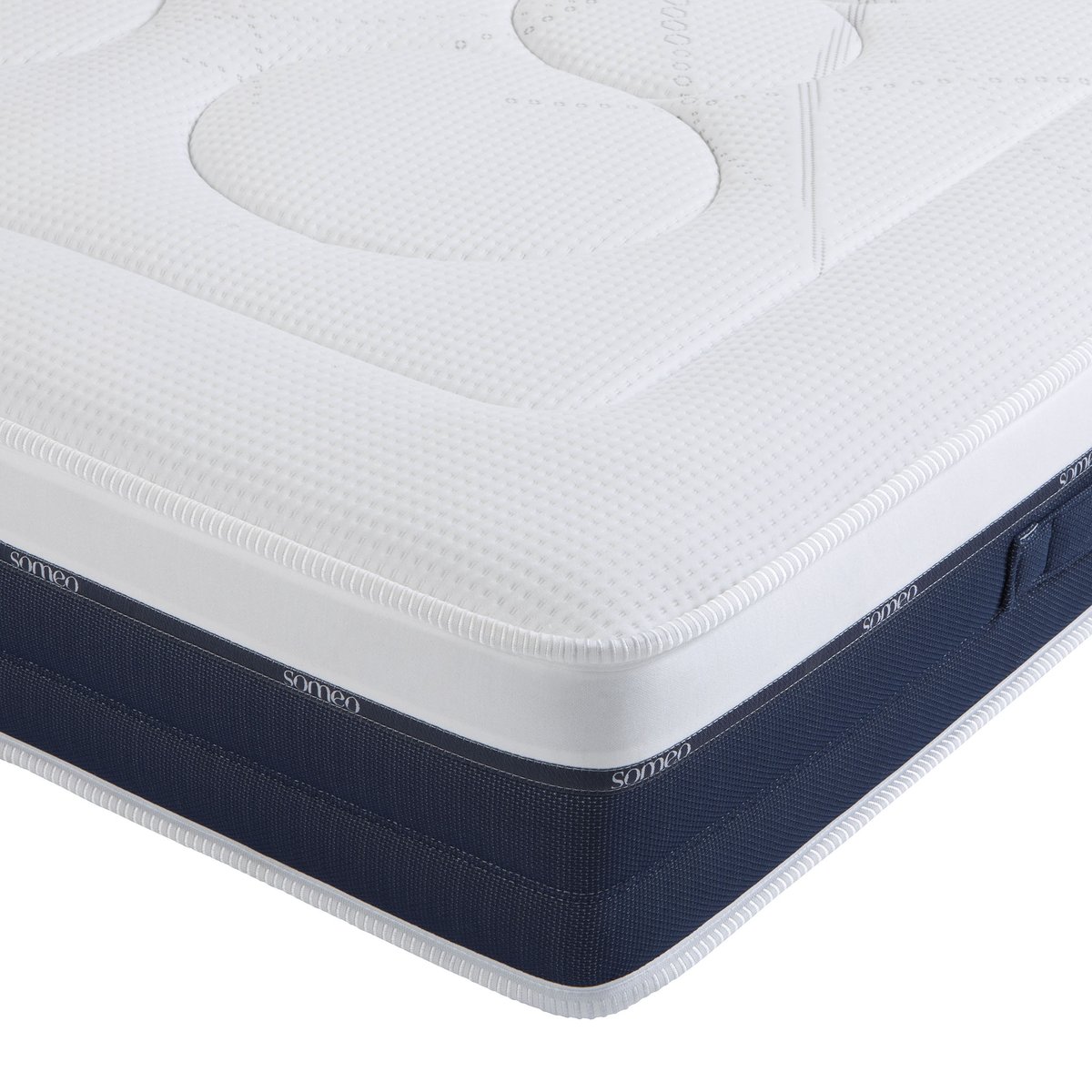 Ensemble matelas ressorts et mémoire de forme, sommier et pieds Rêve 600 blanc, SOMEO