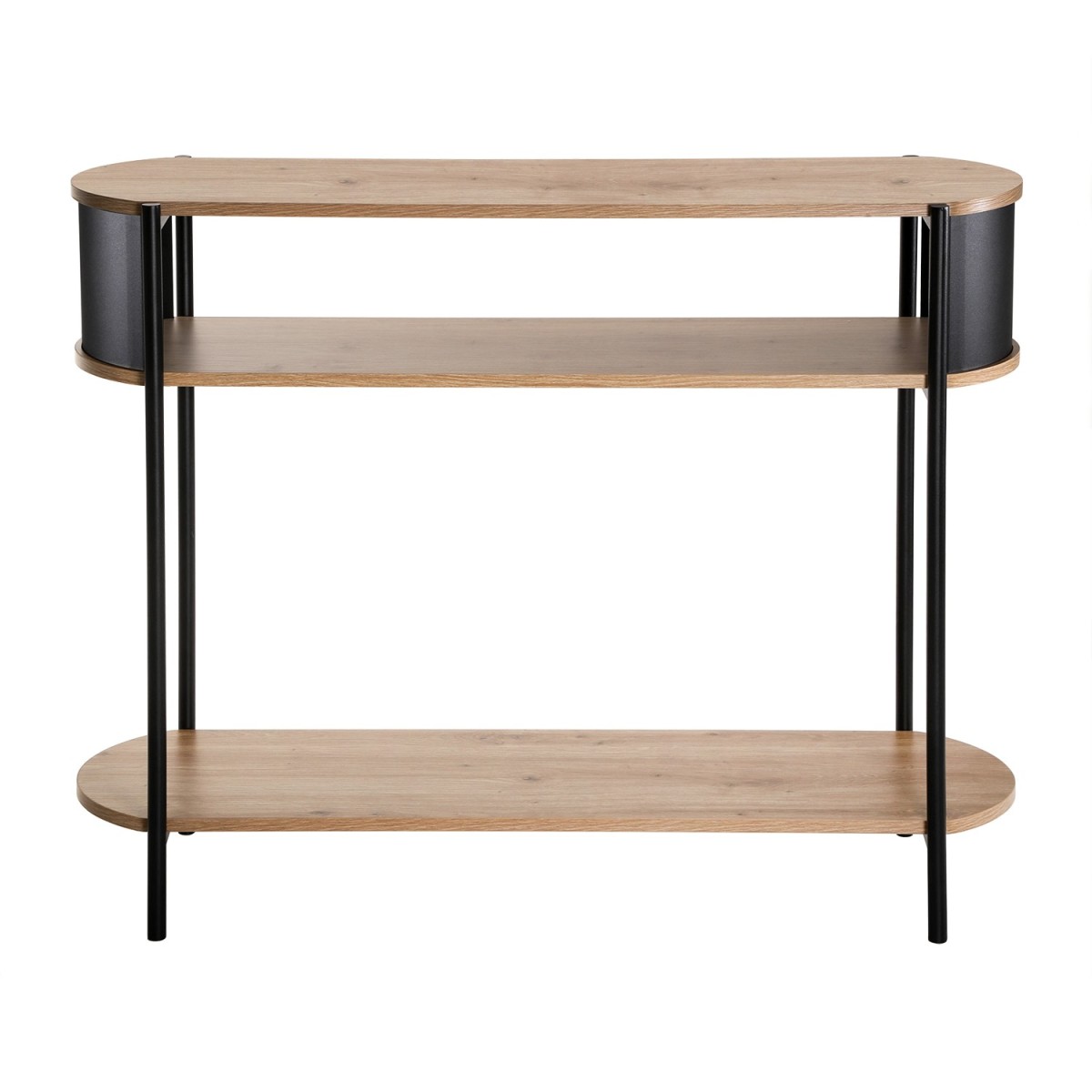 Console 3 niveaux avec flancs en métal bois clair, CALICOSY