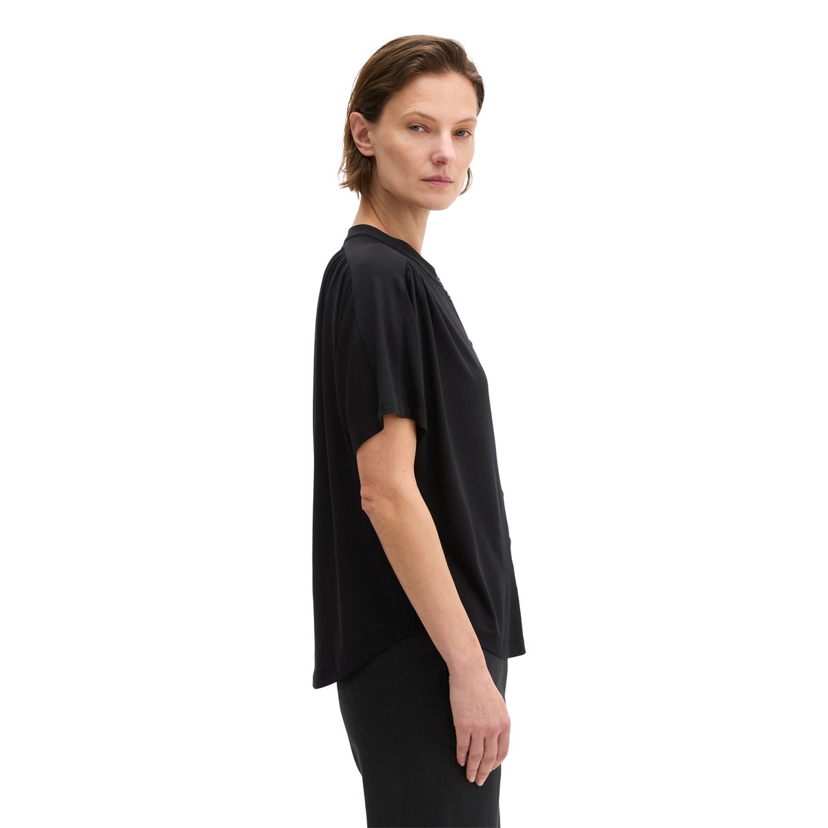Blouse en jersey regular en LENZING™ ECOVERO™ noir, MARC O'POLO