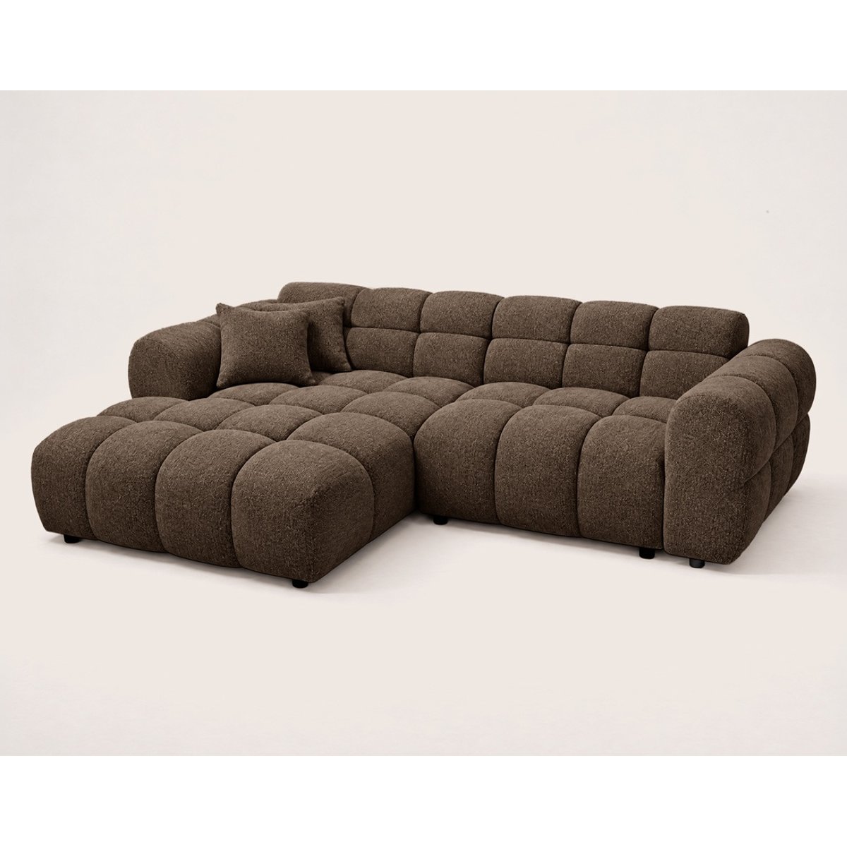 Canapé d'angle gauche 4 places convertible avec, MINI RAY marron, BEST MOBILIER
