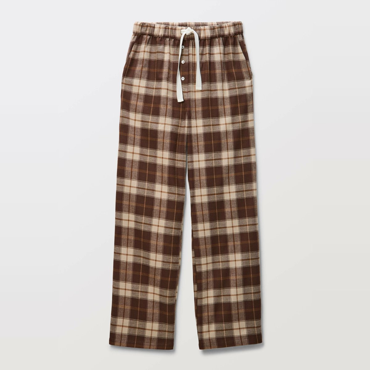 Pantalon à carreaux en coton gratté chataigne, MONOPRIX