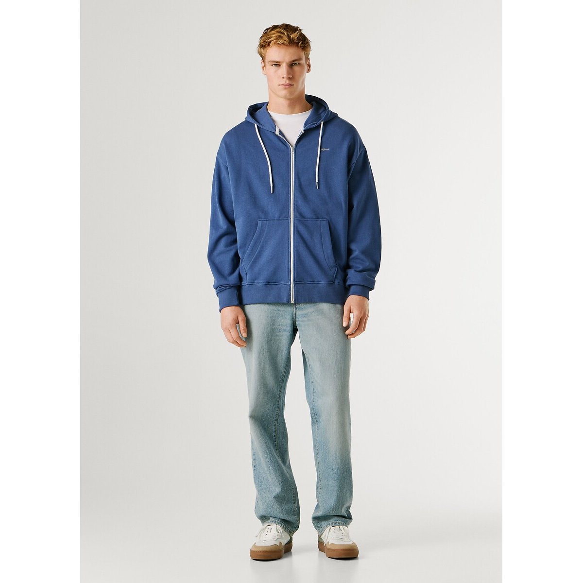 Sweat à capuche zippé GEO bleu délavé, PEPE JEANS