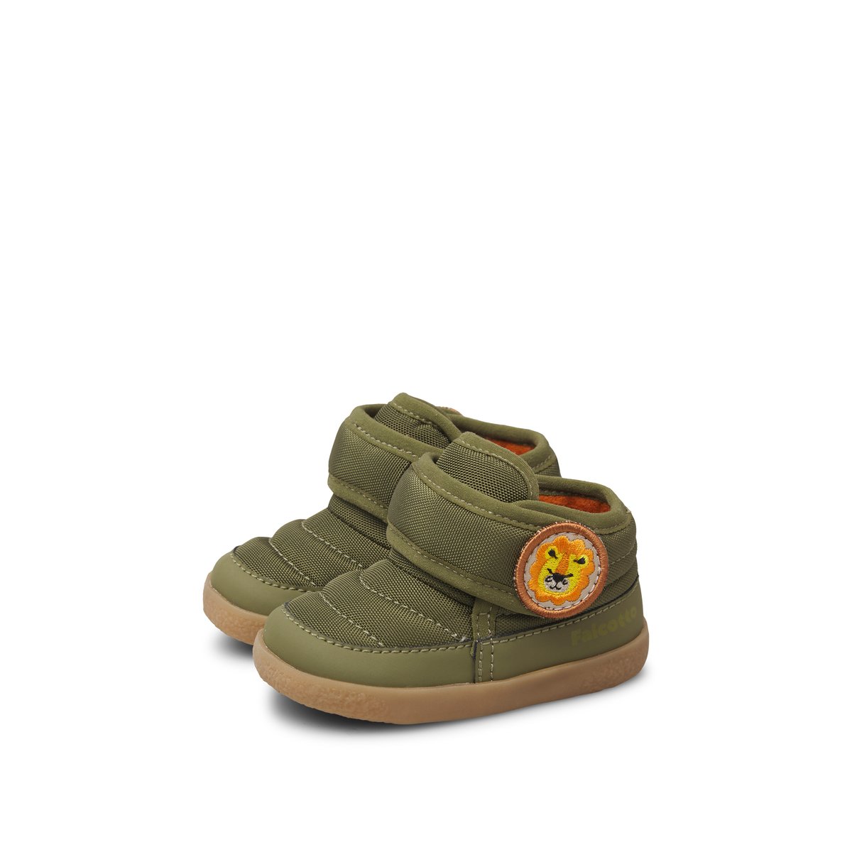 Bottes en simili cuir et tissu LITTLE FRIENDS VL. kaki-orange, FALCOTTO