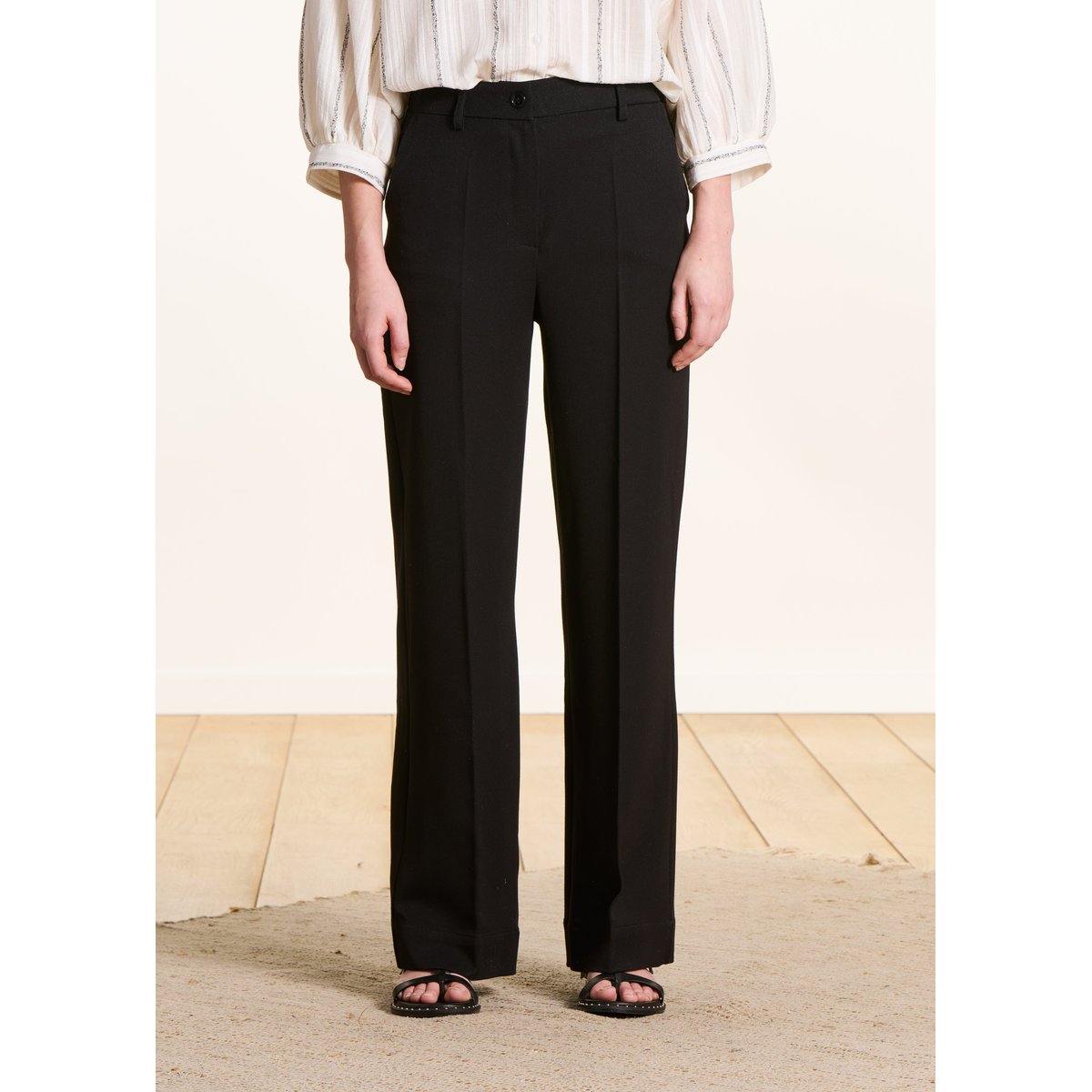 Pantalon uni droit noir, LA FEE MARABOUTEE