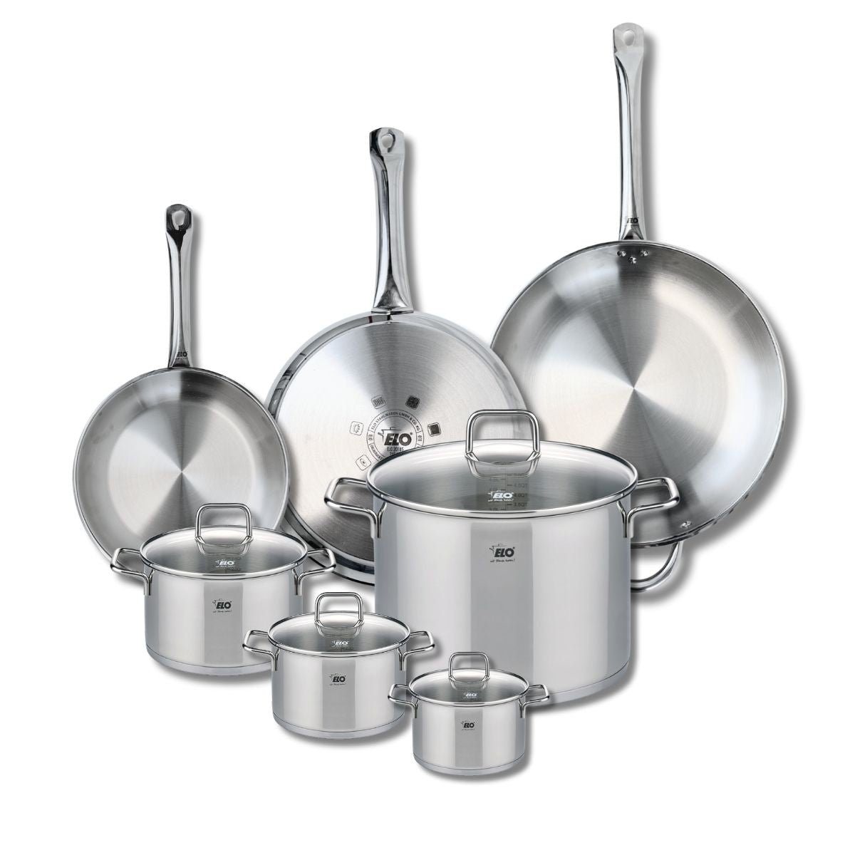 3 poêles 24/28/32cm + 4 faitouts 12/14/16/26cm PROFI CITRIN gris, ELO