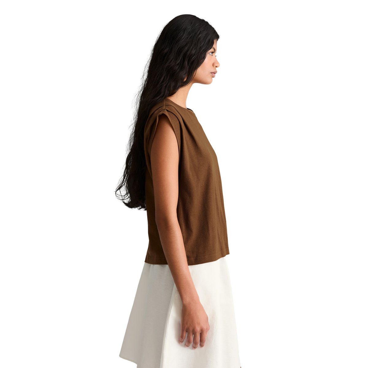 T-shirt relaxed en coton et lin mélangés marron, MARC O’POLO DENIM
