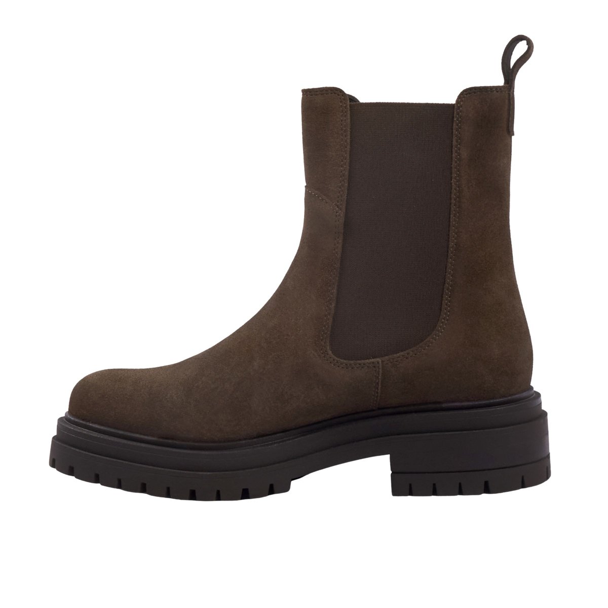 Bottines Chelsea crantées cuir daim daim marron, JULES & JENN