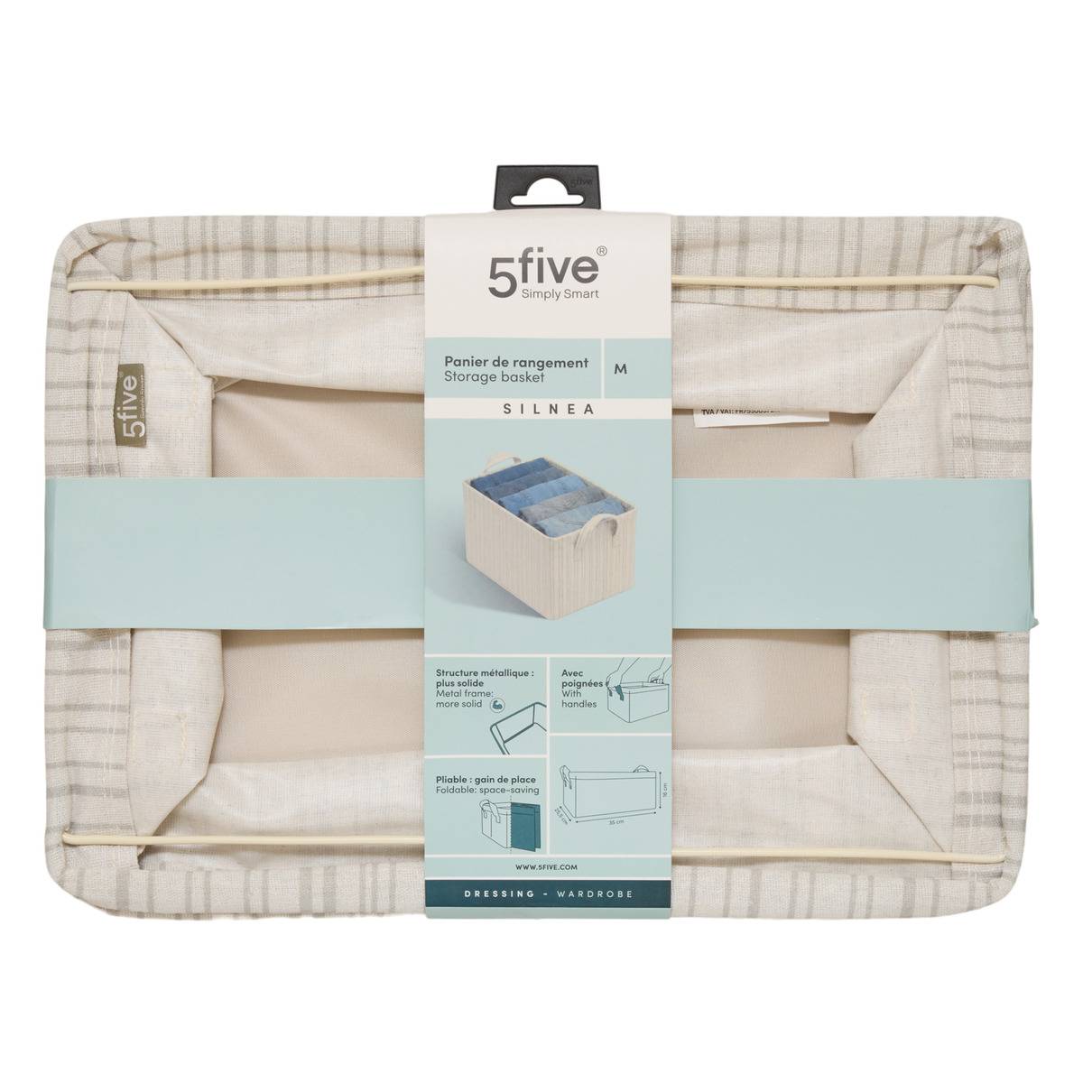 Panier de rangement rectangulaire SILNEA beige lin, 5FIVE SIMPLY SMART