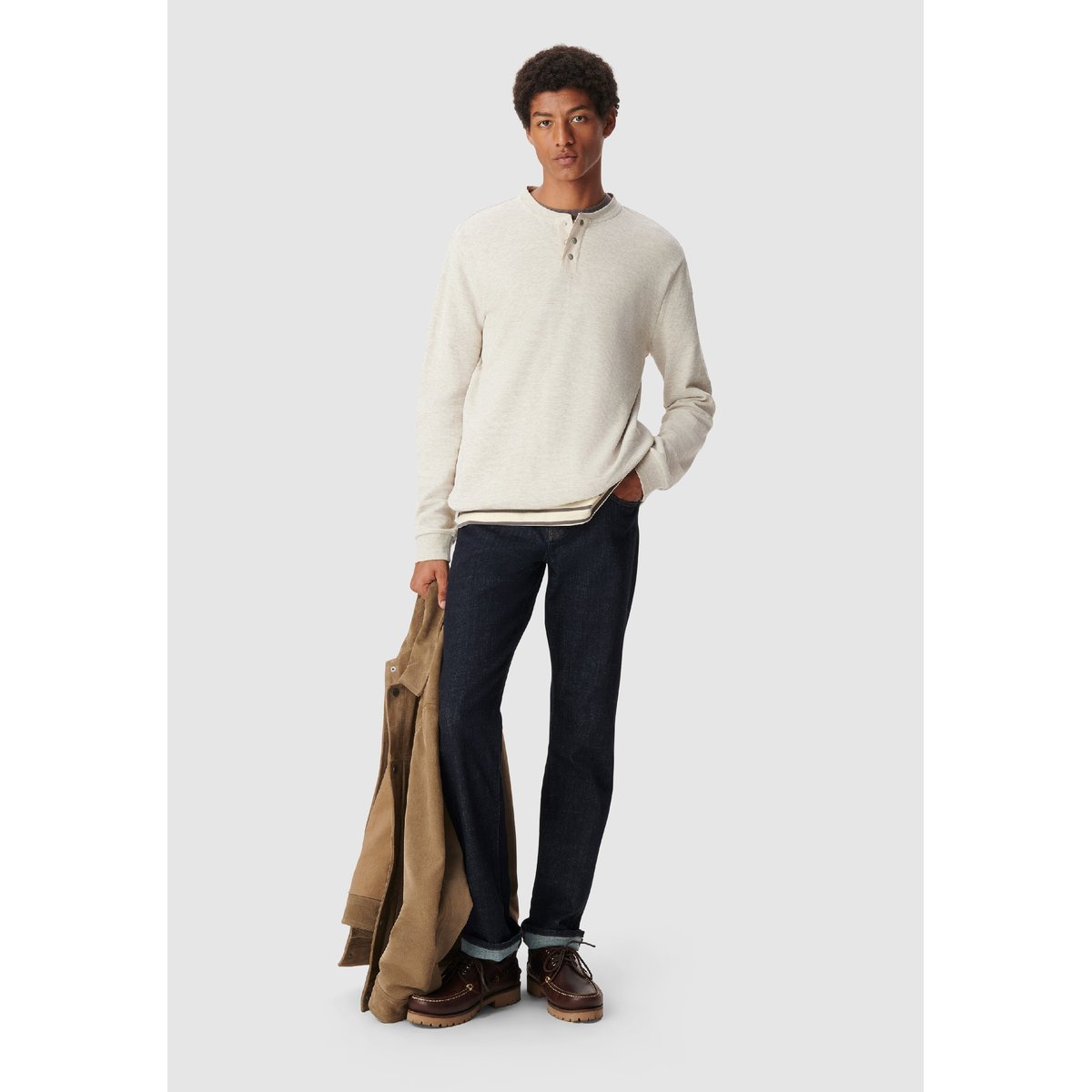 Tee-shirt maille gaufrée et pressions beige, IKKS