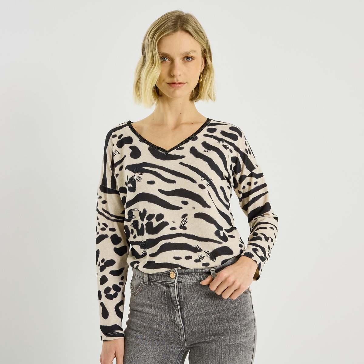 T-shirt imprimé léopard beige, GRAIN DE MALICE