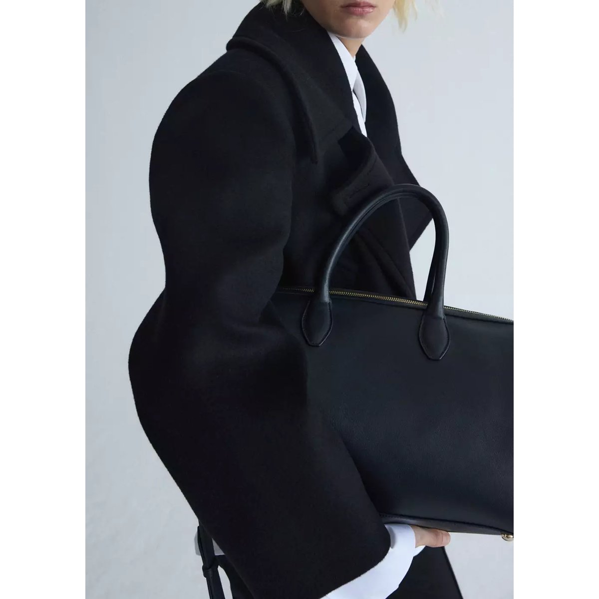 Manteau laine ceinture noir, MANGO
