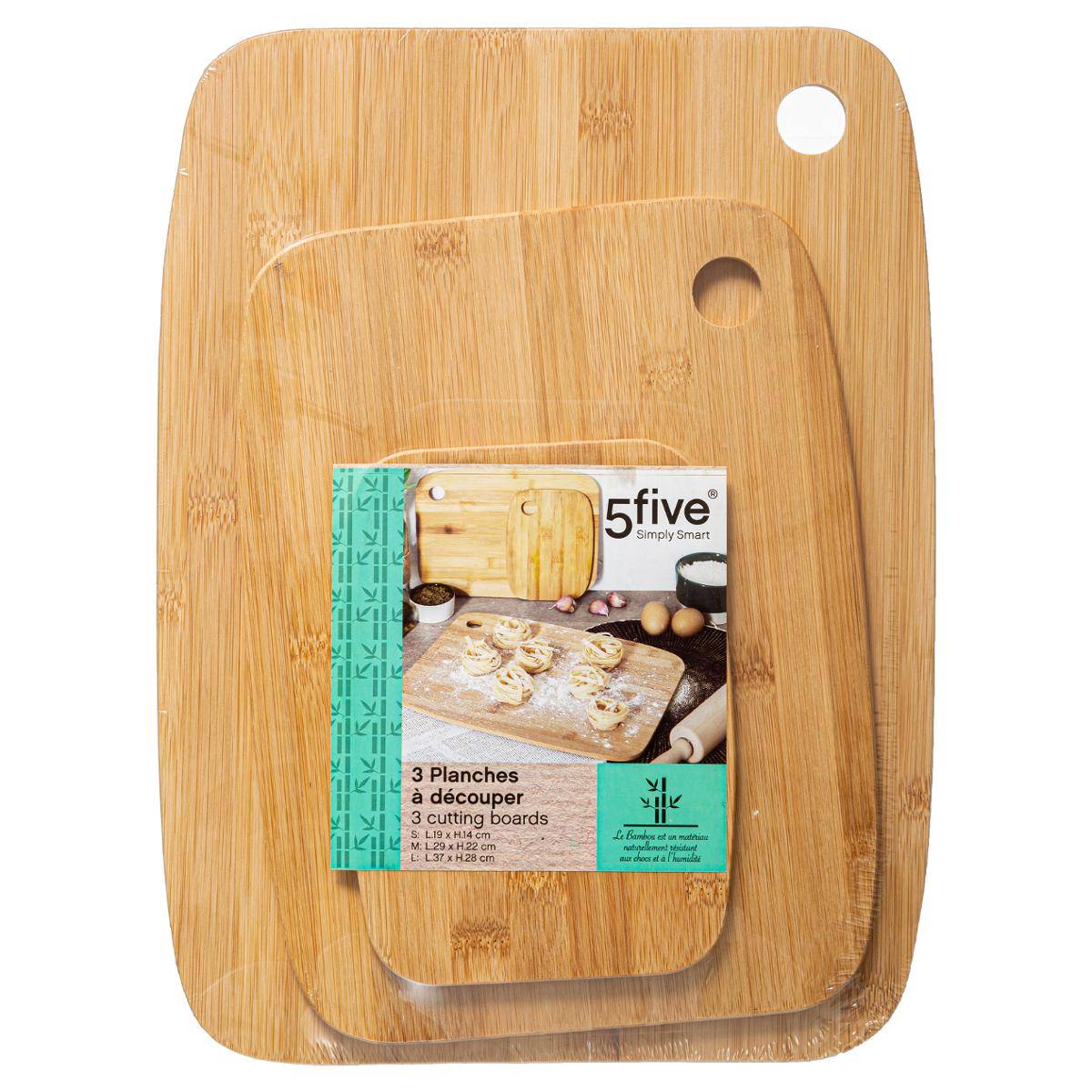 Lot de 3 planches à découper BAMBOU beige, 5FIVE SIMPLY SMART