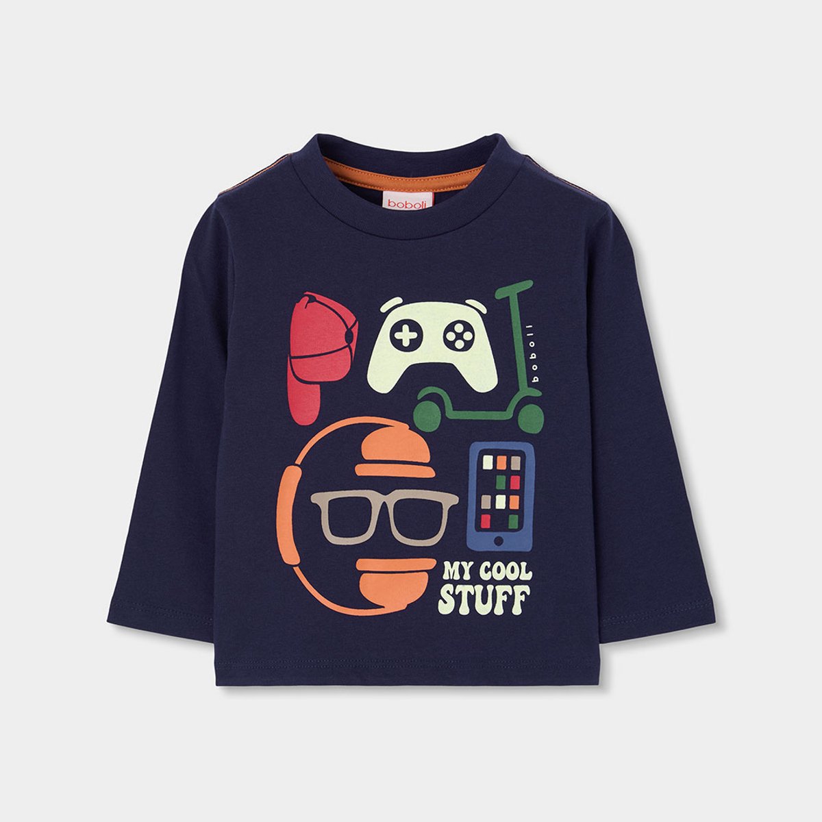 T-shirt en maille garçon imprimé gaming bleu, BOBOLI
