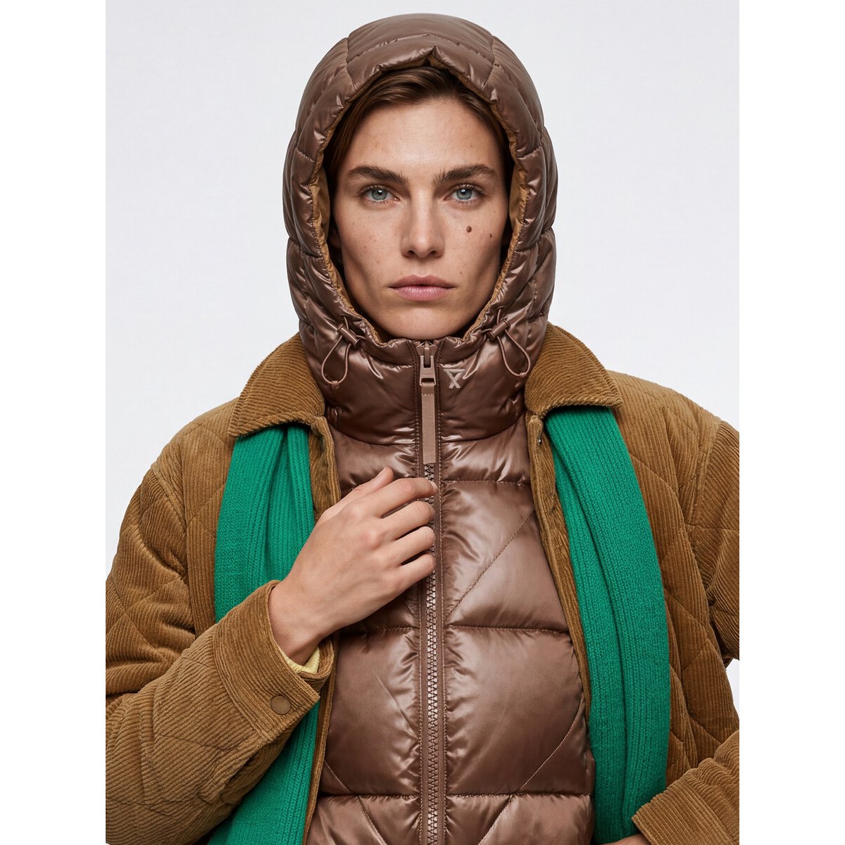 Capuche doudoune réversible, unisexe bronze, FUDOON